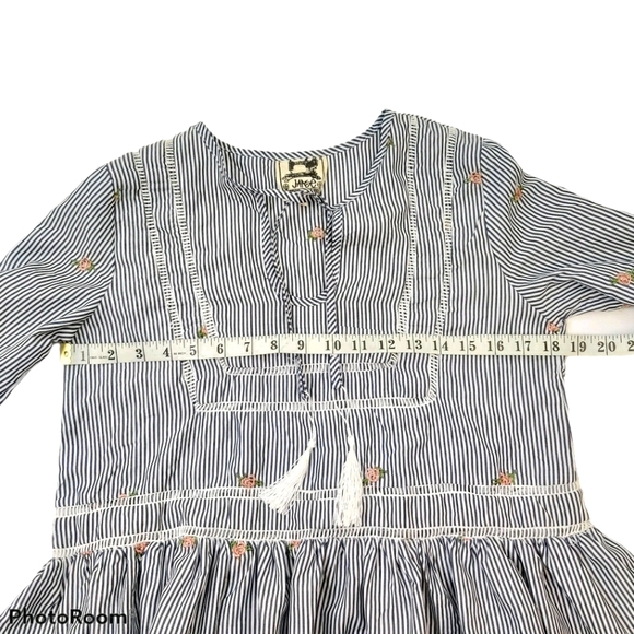 Jaase Boho Pinstripe Floral Ruffle Blouse Top - XS - Picture 6 of 8